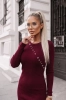 sukienka sweterkowa prążkowana bordowa mini