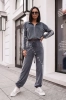 dres welurowy bluza na zamek i spodnie grafitowy