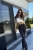 legginsy dzwony modelujące z marszczeniem push-up czarne
