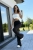 legginsy dzwony modelujące z marszczeniem push-up czarne