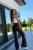 legginsy dzwony z marszczeniem push-up czekoladowy brąz z wysokim stanem modelujące