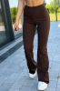 legginsy dzwony z marszczeniem push-up czekoladowy brąz z wysokim stanem modelujące