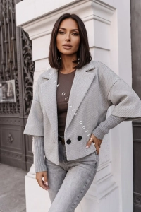 Kurtka oversize w jodełkę MINU - szara