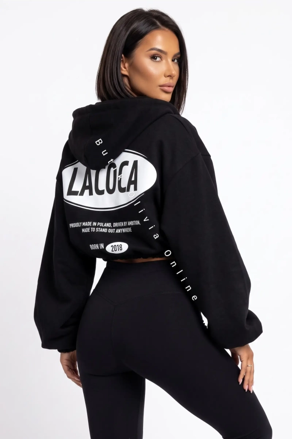 bluza oversize na zamek z kapturem czarna