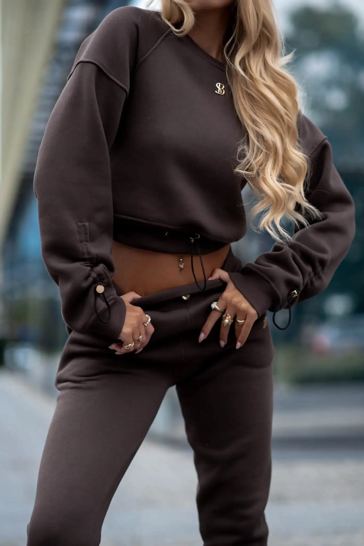dres bawełniany brązowy bluza bez kaptura i spodnie