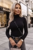 Półgolf damski wiskozowy cienki bluzka z półgolfem czarny gładki longsleeve basic