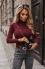 Półgolf damski wiskozowy cienki bluzka z półgolfem bordowy gładki longsleeve basic