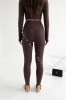 komplet modelujący ocieplany bluzka legginsy z wysokim stanem czekoladowy