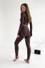 legginsy z zapiętkami ocieplane z wysokim stanem czekoladowe