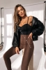 czekoladowe legginsy modelujące z szerokim pasem gorsetowym